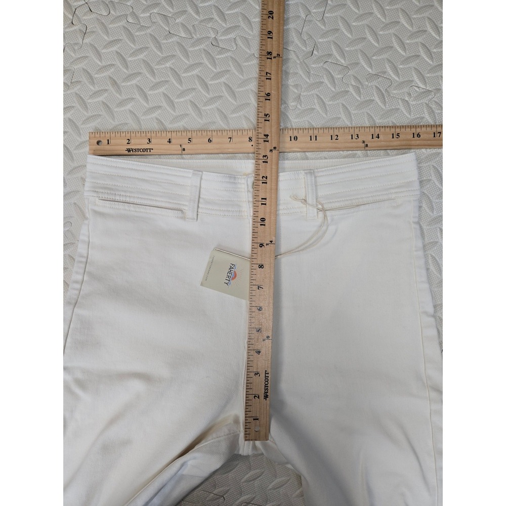 Faherty Harbor Wide Leg Pants Womens 30 Egret High Rise Double Button Stretch - Picture 11 of 13